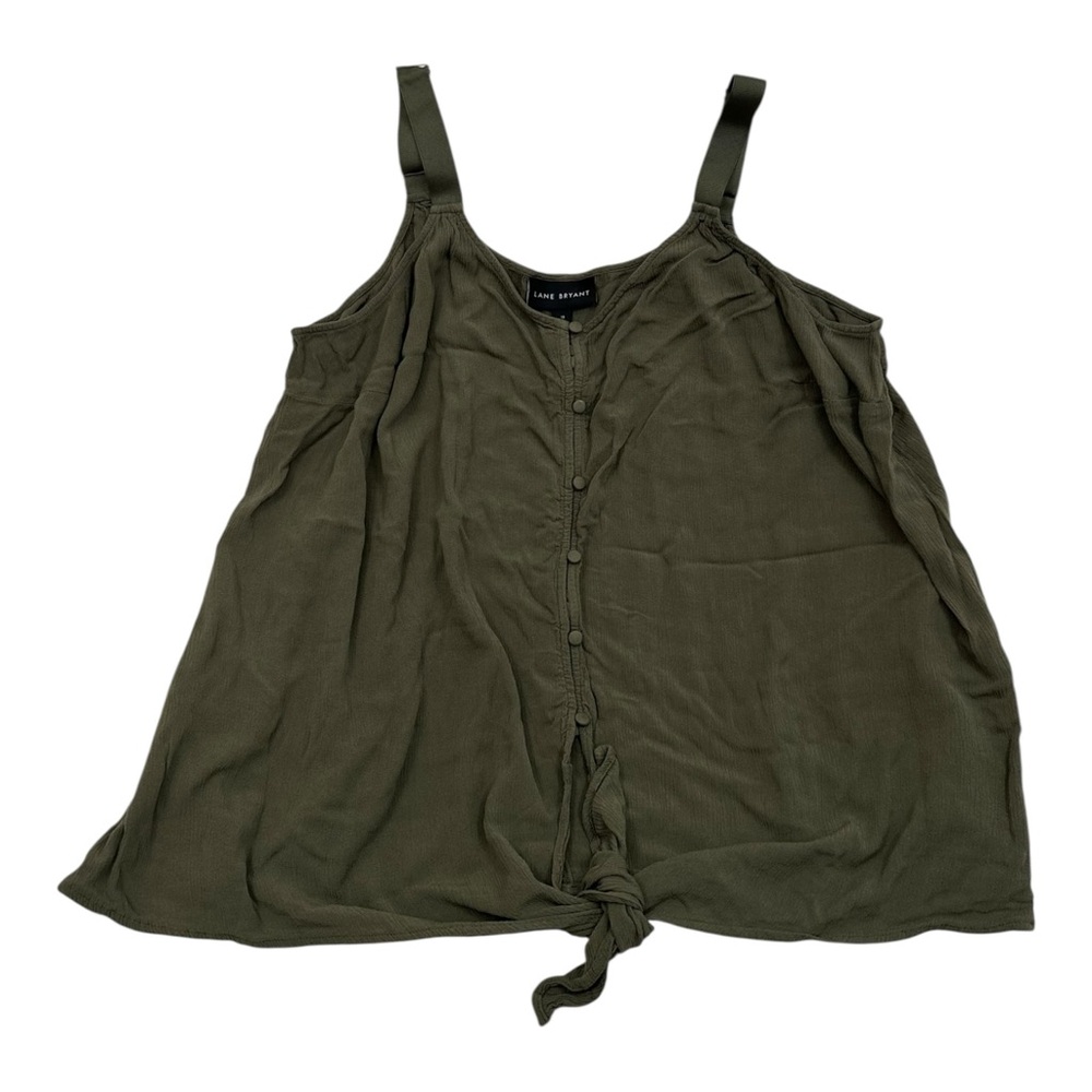 Lane Bryant Olive Green Tank Top Tie Front - Size 18